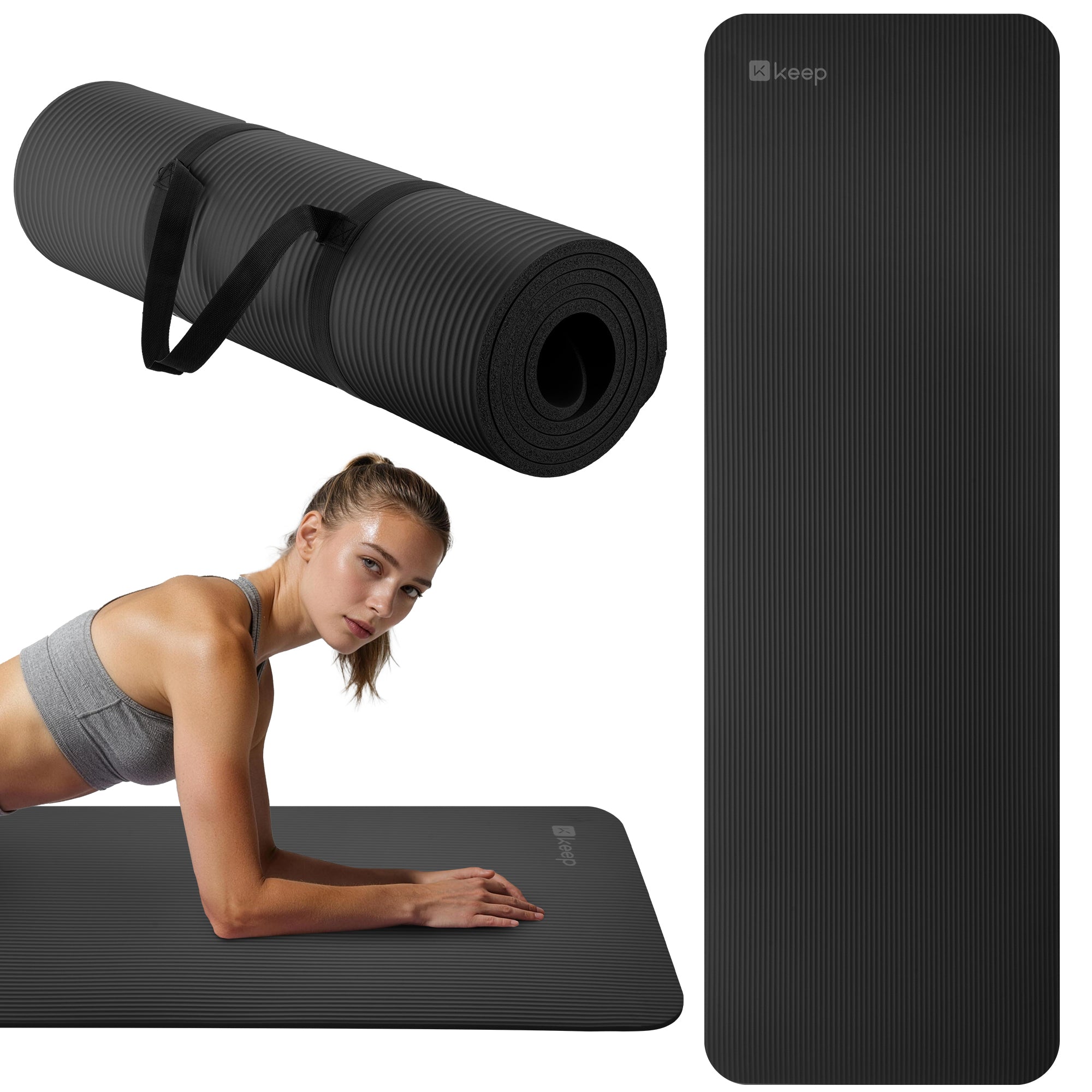 KEEP NBR Yoga Mat – Extra Thick Non-Slip Fitness Mat with Carry Strap