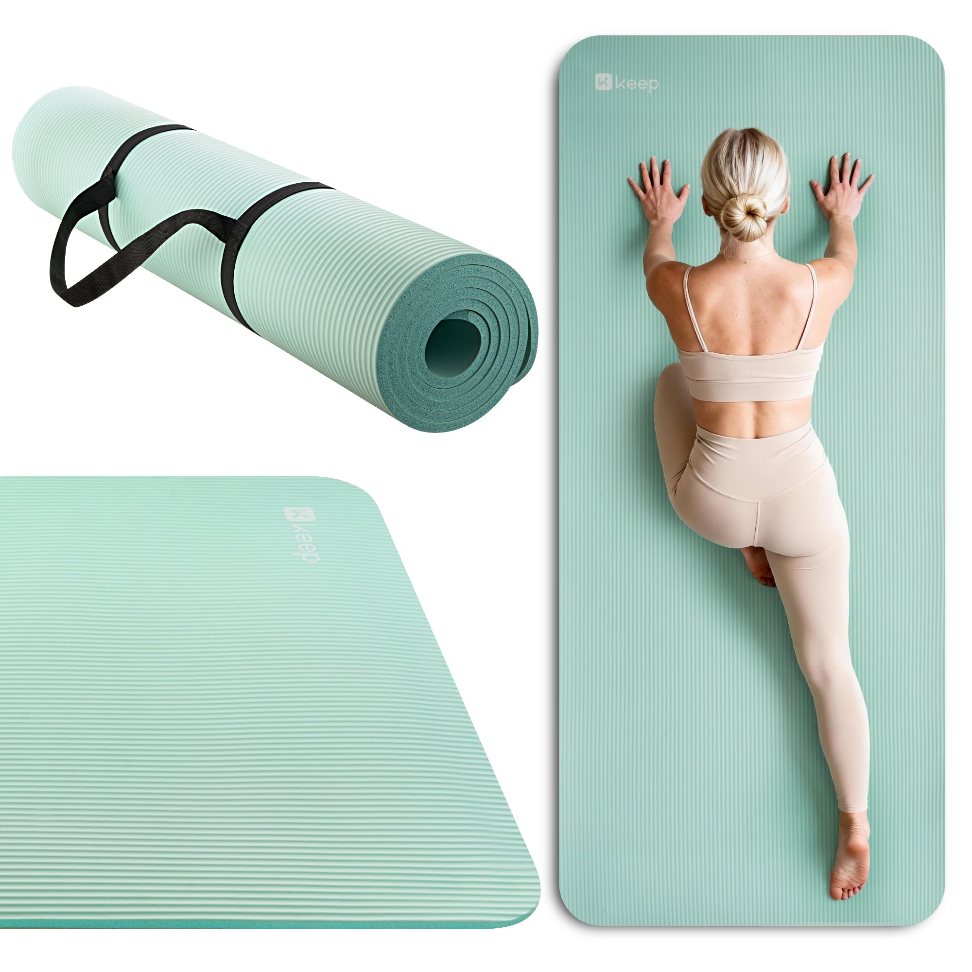 KEEP NBR Yoga Mat – Extra Thick Non-Slip Fitness Mat with Carry Strap