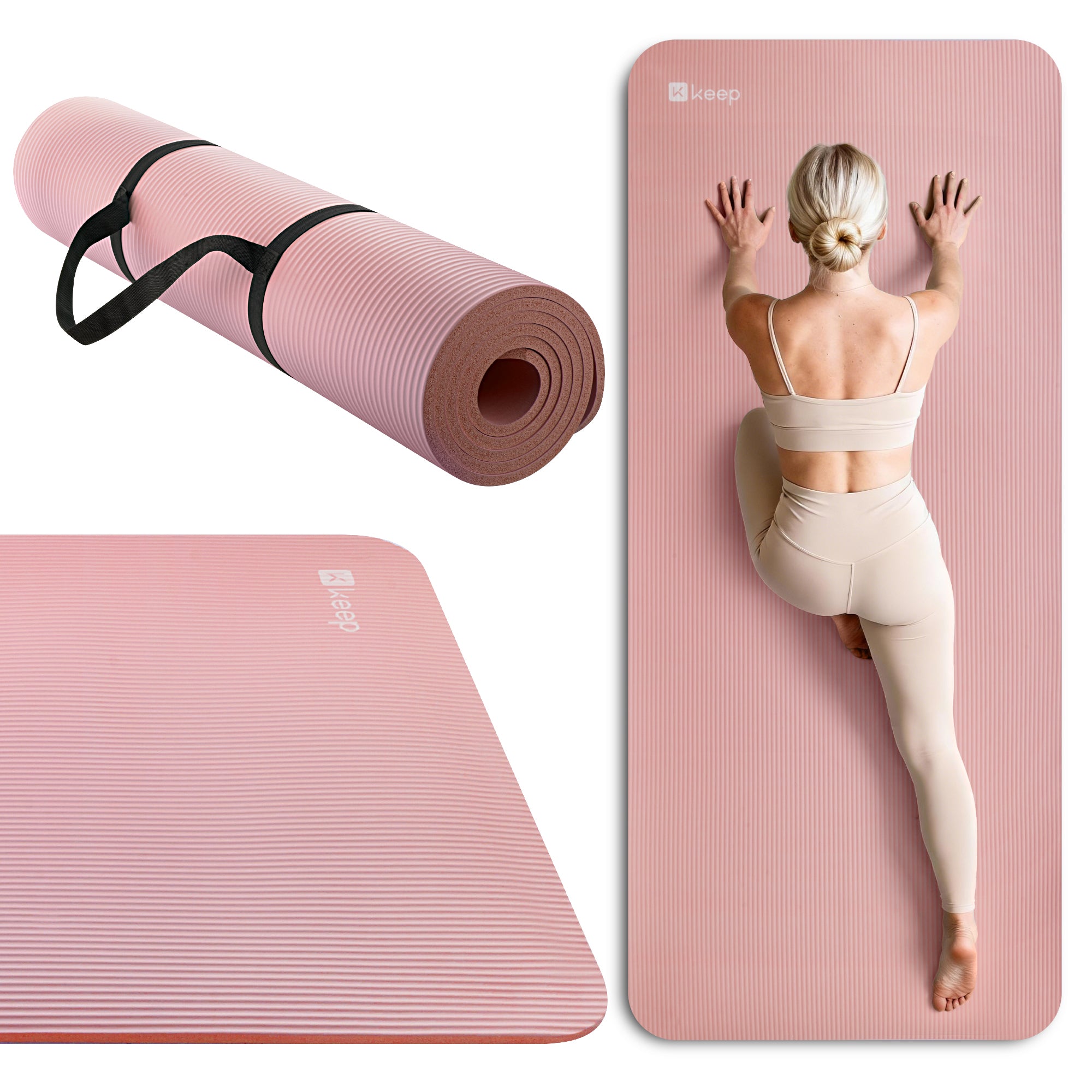KEEP NBR Yoga Mat – Extra Thick Non-Slip Fitness Mat with Carry Strap