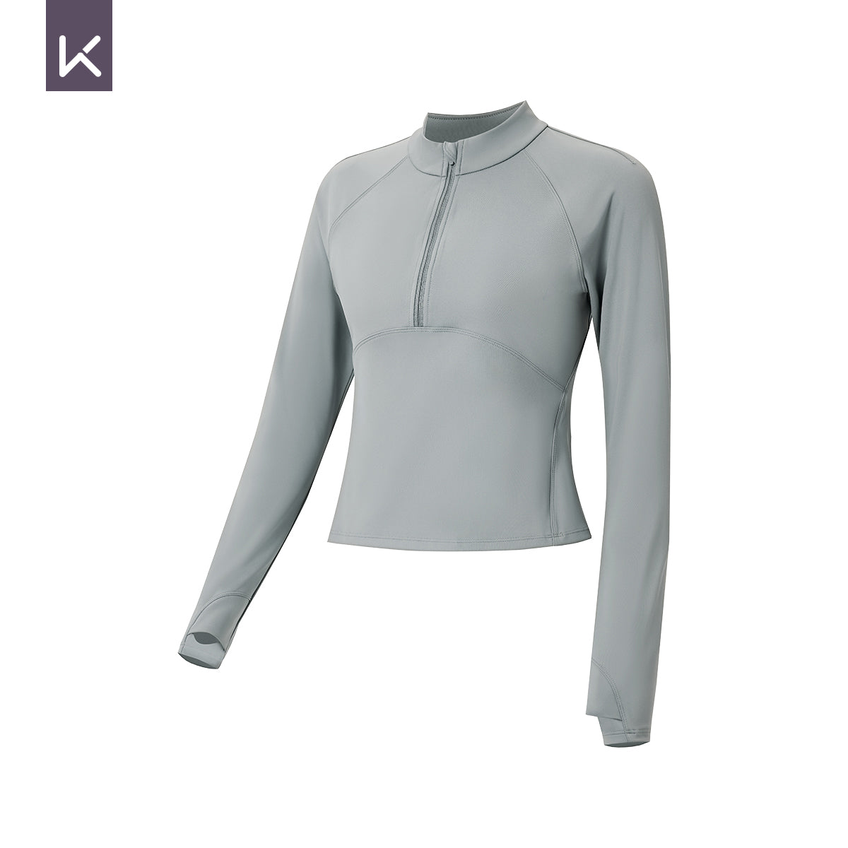 Women's Stretch Velour Half-Zip Long Sleeve Fitness Top (T0053)