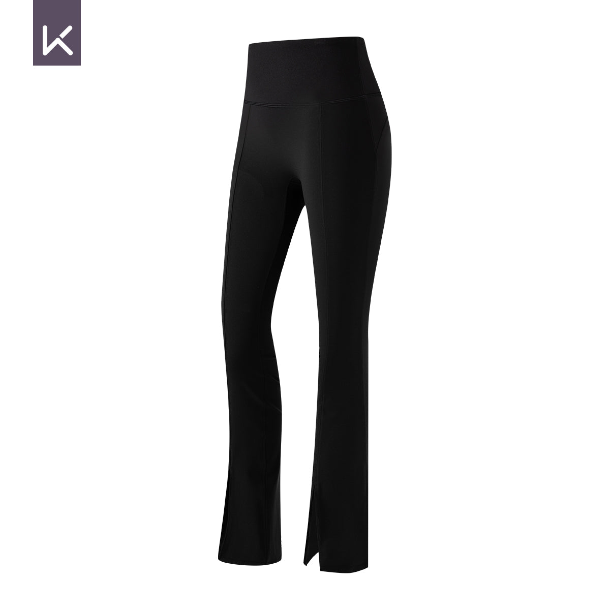 Soft Elastic Yoga Bare-Feel Front Slit Slightly Flared Booty-Enhancing Flare Pants (K24WL0006B)