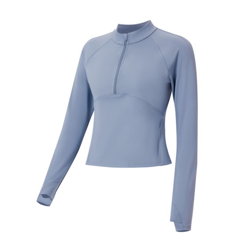 Women's Stretch Half-Zip Long Sleeve Fitness Top (T0030)